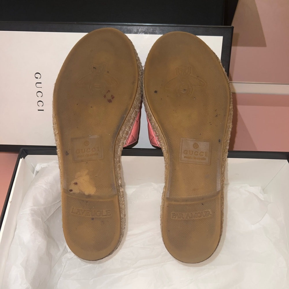Gucci Pink Marmont Double G Leather Espadrille Slides – Size 38 (Pre-Loved) - Picture 6 of 6
